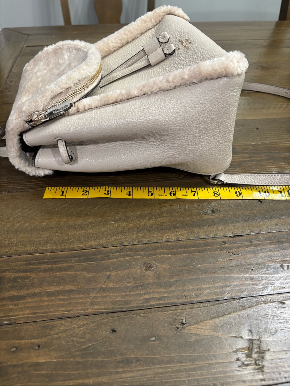 Kate Spade Leila Medium Flap Backpack with Faux Shearling Trim - Picture 11 of 12